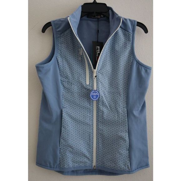 RLX x Ralph Lauren Women's Sz Large Blue Chevron Print RLX Full Zip Vest $178 - Picture 6 of 12